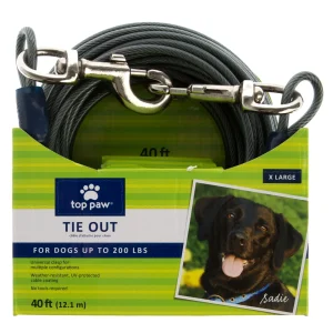 Top Paw® Reflective Dog Tie Out, Outdoor Dog Leash, Weather Resistant, Multiple Lengths, Grey