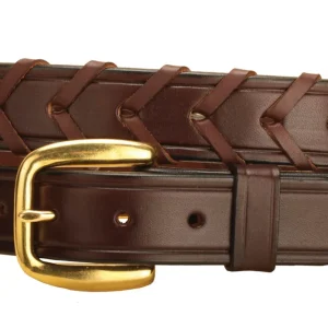 Tory Leather 1 1/4" Laced Belt with Brass Buckle