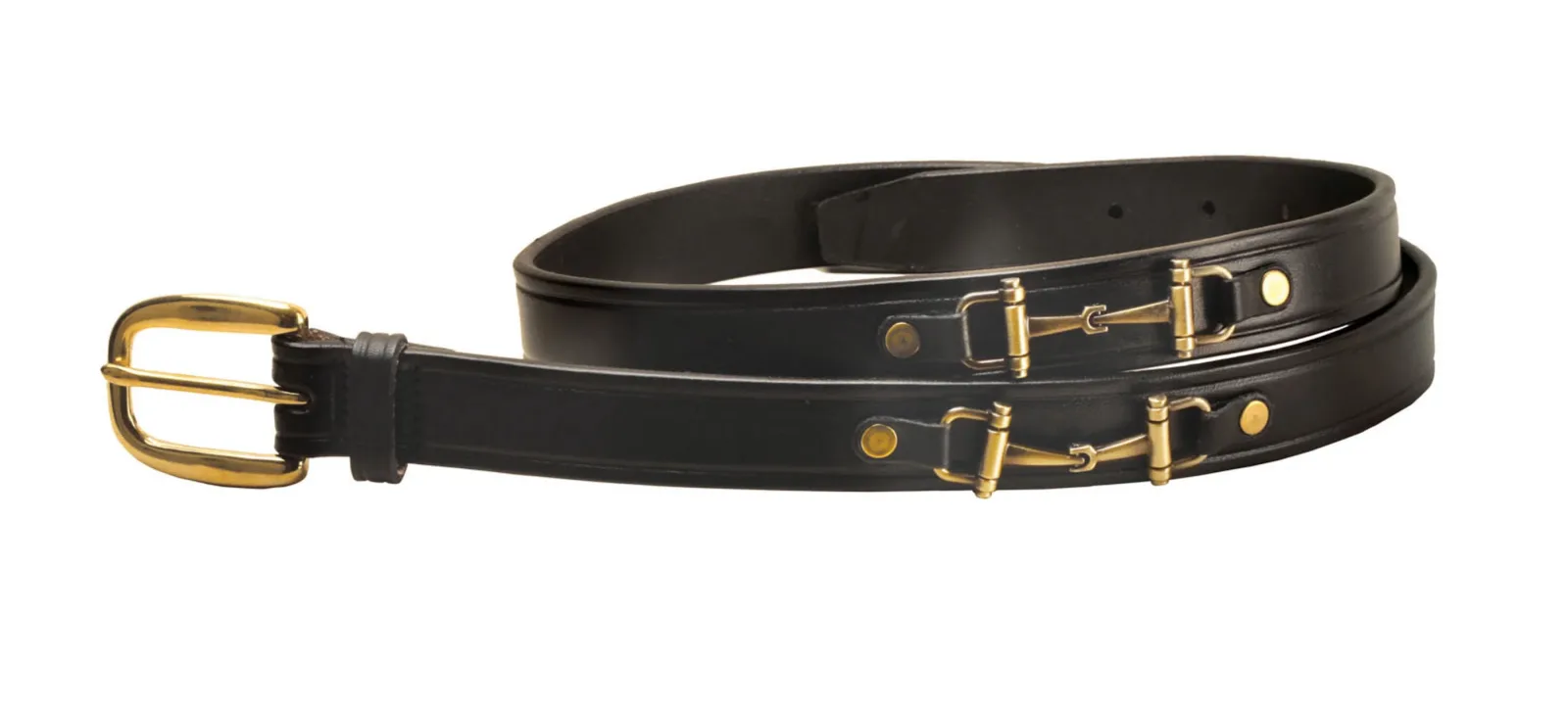 Tory Leather 1" Snaffle Bit Belt with Brass Snaffle Bits & Buckle
