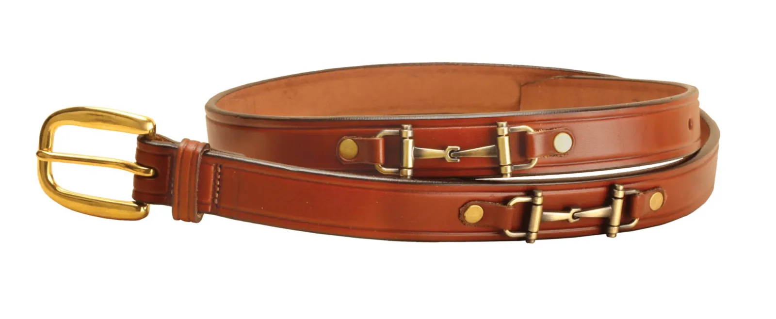Tory Leather 1" Snaffle Bit Belt with Brass Snaffle Bits & Buckle - Image 2