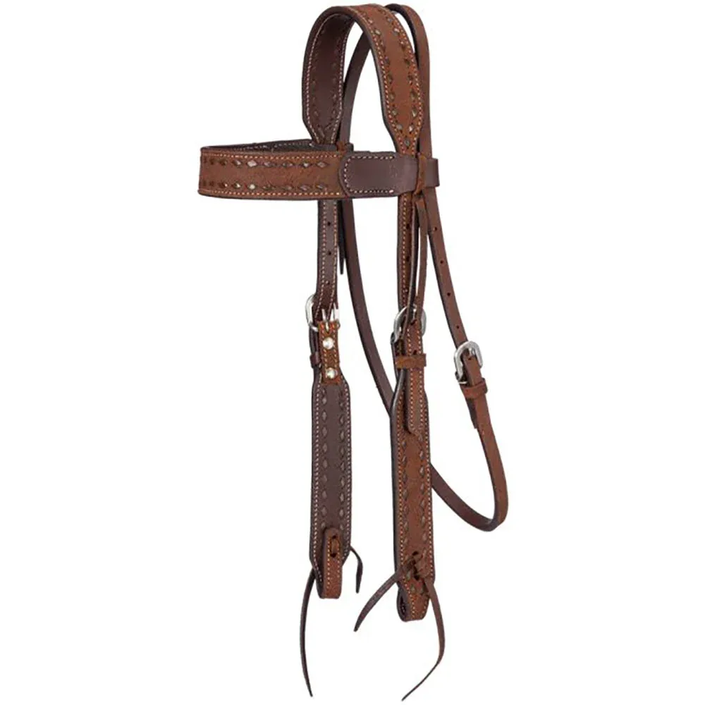 Tough 1 Brown Buckstitch Browband Headstall