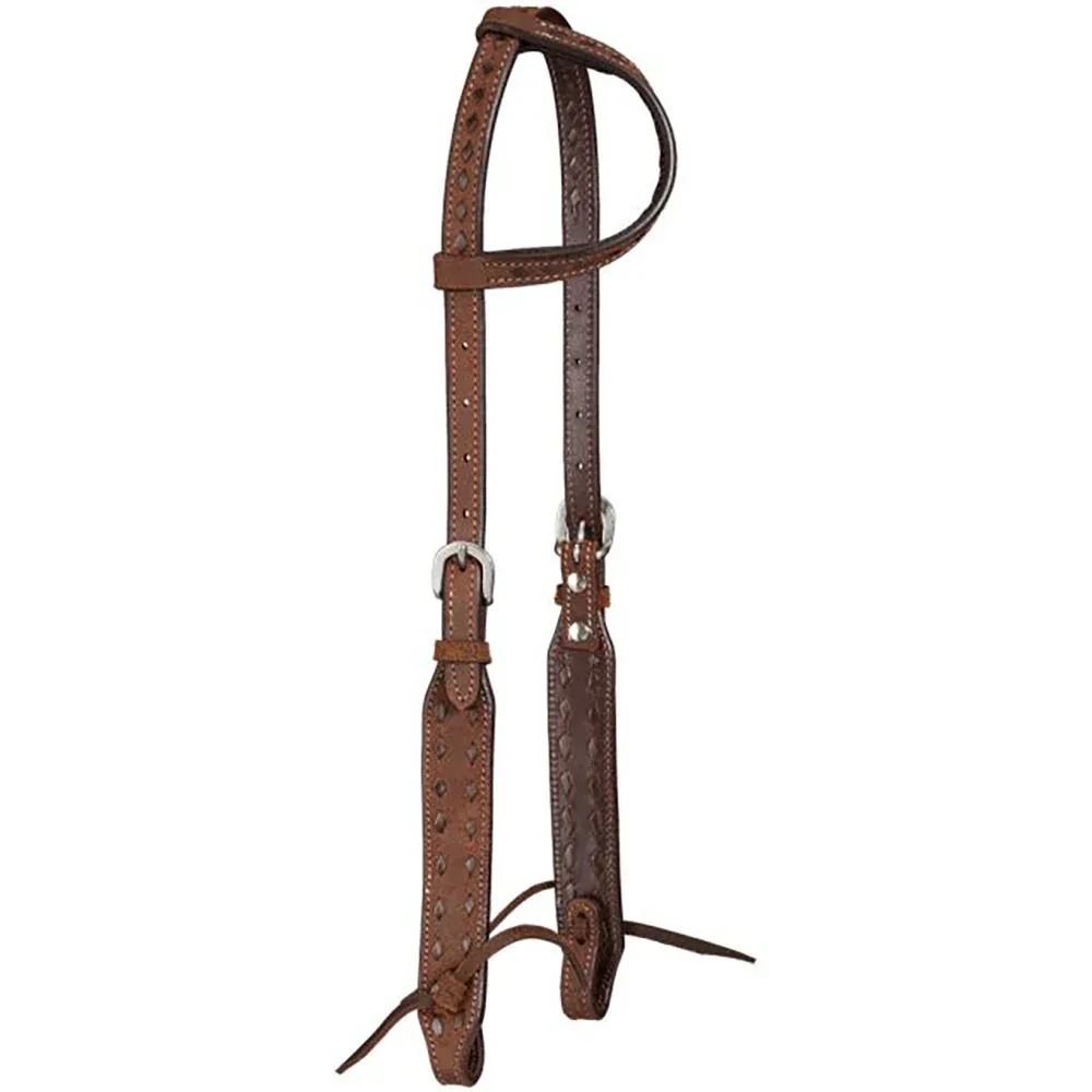 Tough 1 Brown Buckstitch Single Ear Headstall