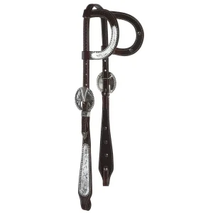 Tough 1 Double Ear Chocolate Basket Tooled Show Wide Cheek Headstall