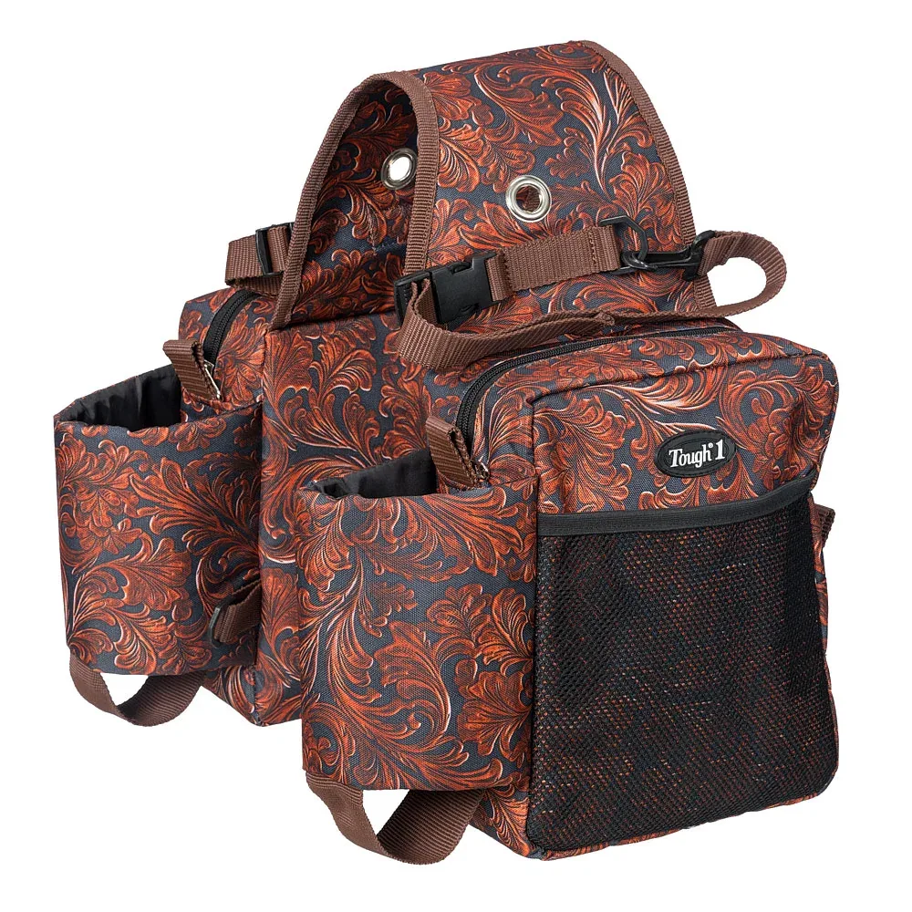 Tough 1 Tooled Leather Bottle Saddle Bag