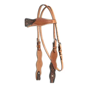 Tough 1 Two Tone Basket Floral Browband Headstall