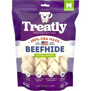Treatly 100% USA Beefhide Braids Natural 7in. -6 Pk