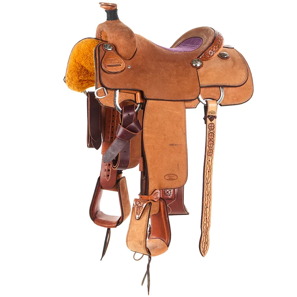 Trent Ward 14.5in Platinum Team Roper with Purple Inlaid Seat