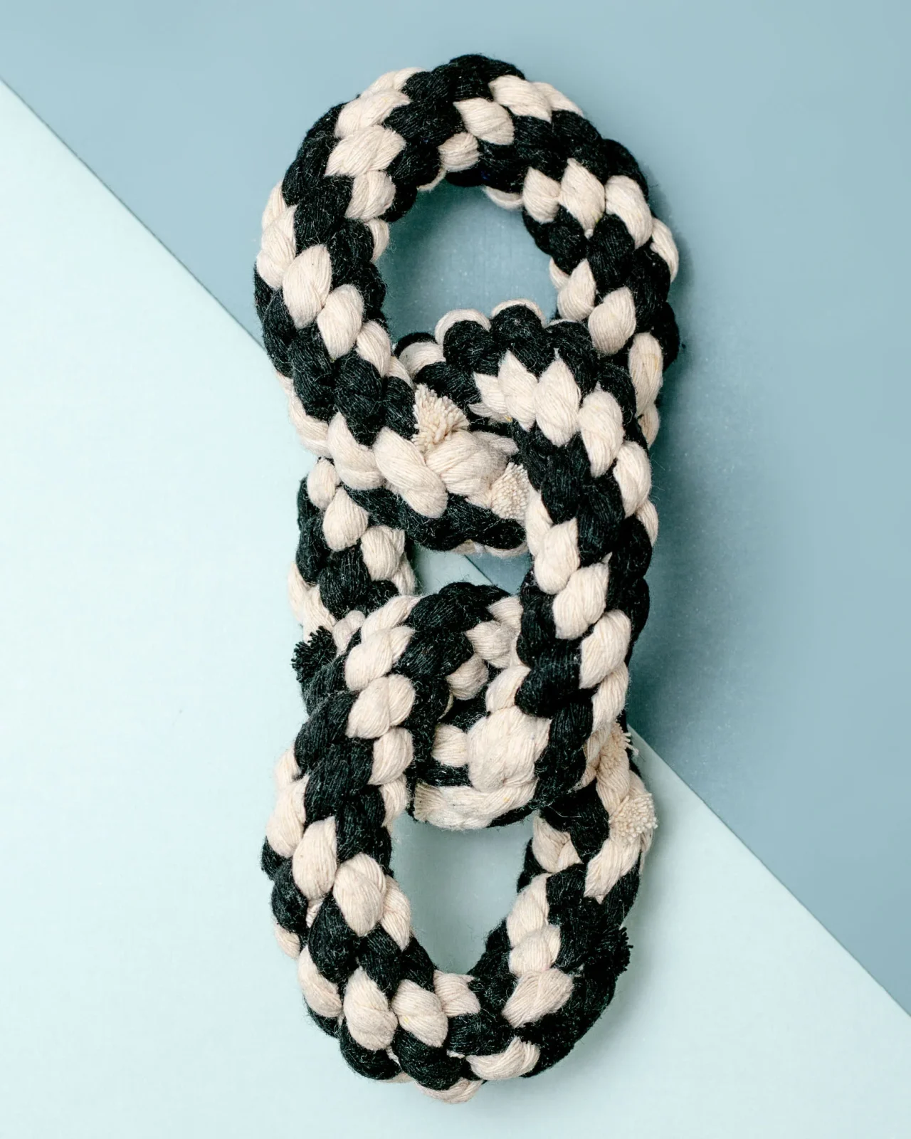 Triple Ring Rope Dog Toy in Black & White