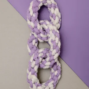 Triple Ring Rope Dog Toy in Lavender & White