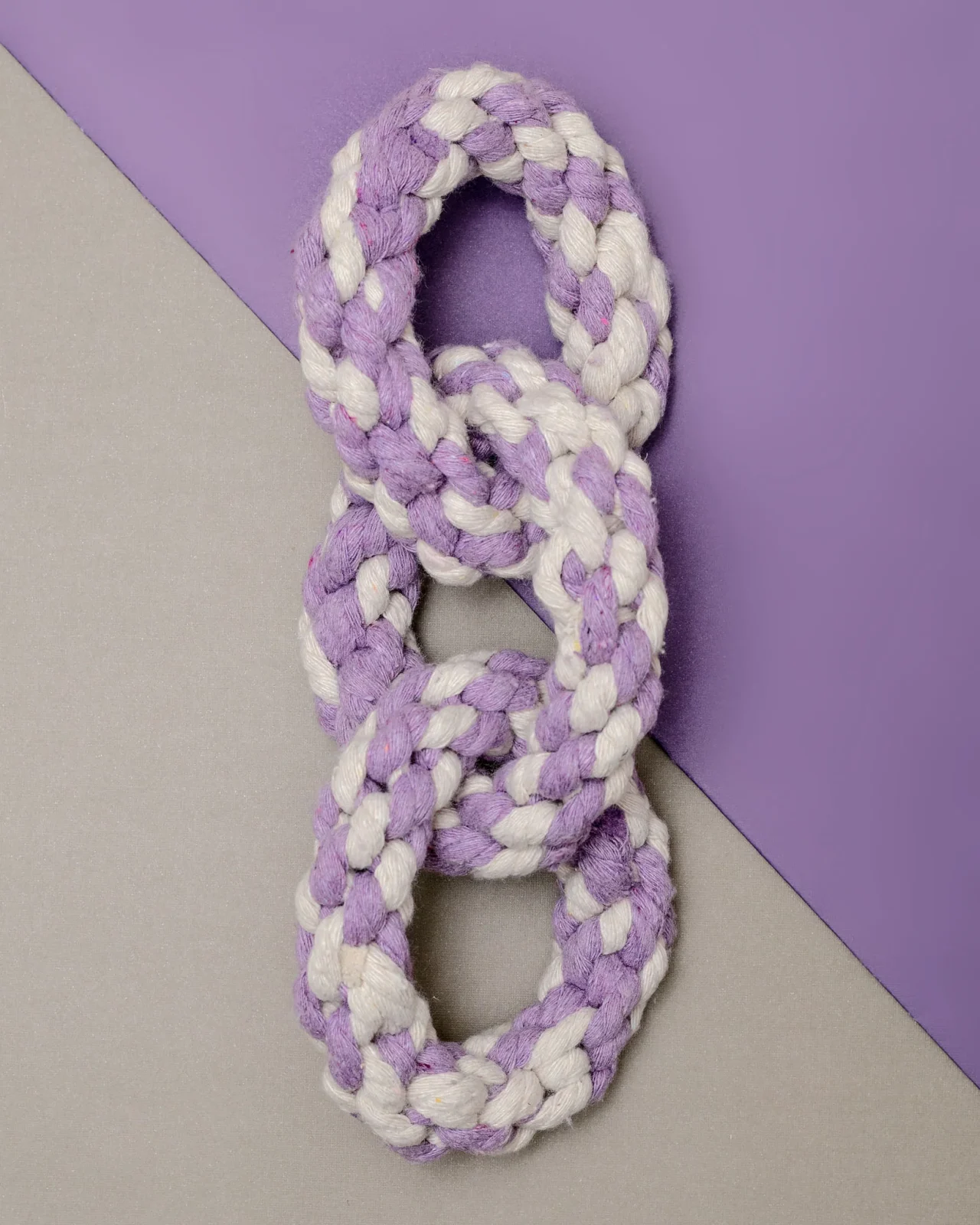 Triple Ring Rope Dog Toy in Lavender & White