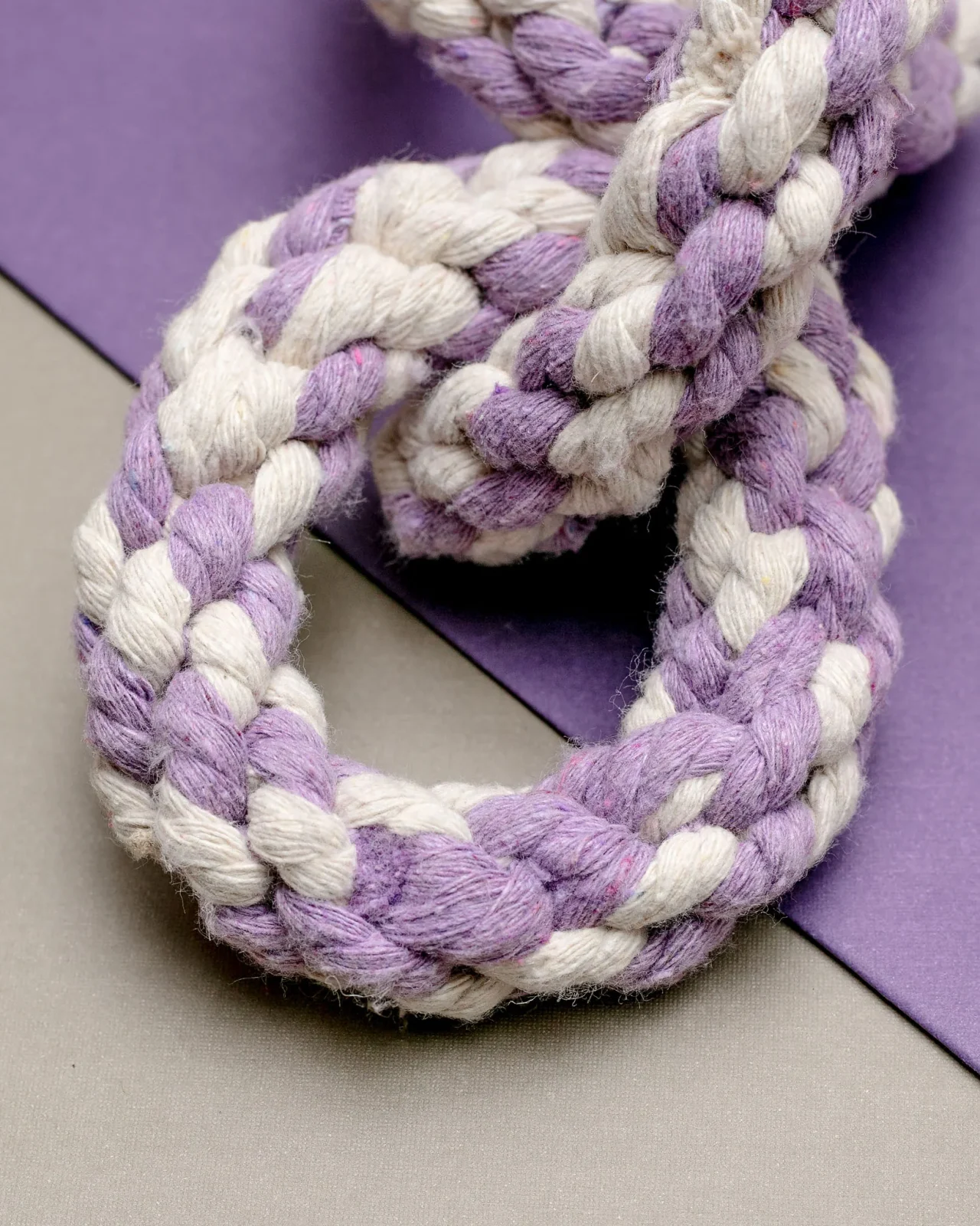 Triple Ring Rope Dog Toy in Lavender & White - Image 2