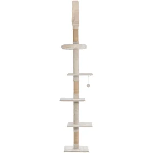 TRIXIE Kobe Sisal & Plush 90.5"-104" Ceiling Mount Cat Tree, 4-Level Cat Tower, Beige