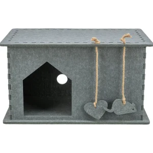 TRIXIE Lene Felt Indoor Cat Condo, Small Cat Hideaway - Cat Toy, Jute Scratching Pads, Gray