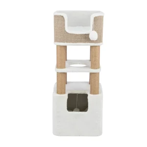 Trixie Lucano Cat Tree W/ 8 Jute Scratching Posts, Covered Condo, Sturdy Base, Interactive Pom-Poms