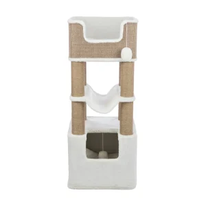 TRIXIE Lucano XXL Cat Tree W/ 8 Jute Scratching Posts, Hammock, Covered Condo, Interactive Pom-Poms