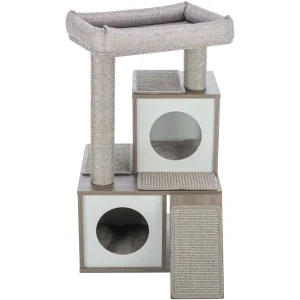 TRIXIE Mali Sisal & Wood 34" Cat Tree with Scratching Posts & Pads, Condos, Ramp, Bed, Gray