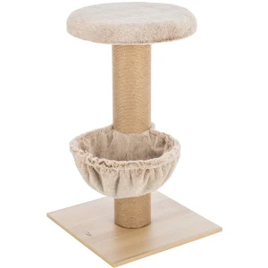 TRIXIE Mauricio Sisal & Plush 33" Cat Tree with Sisal Scratching Post, Perch & Hammock, Beige