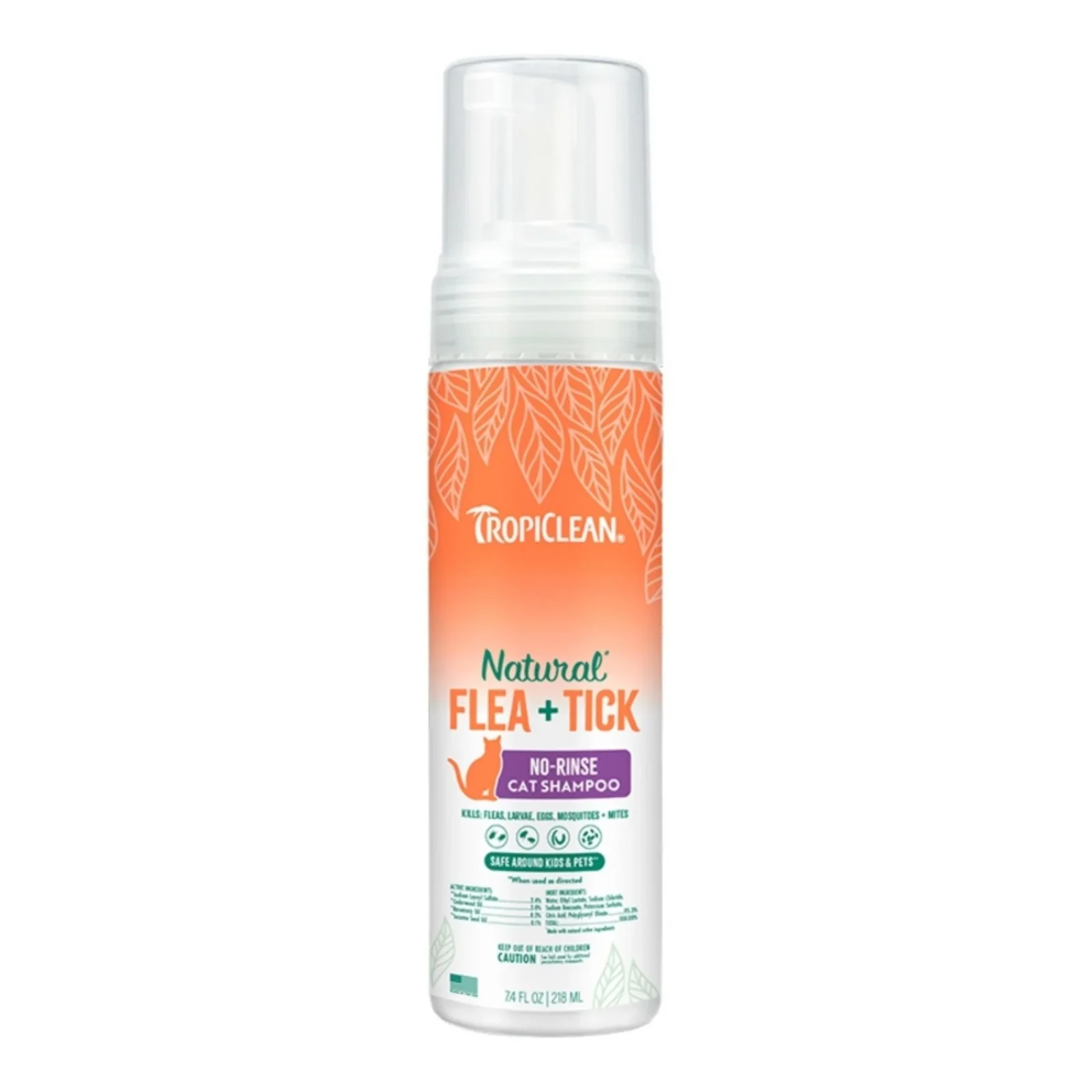 Tropiclean Cat Natural Flea & Tick Waterless Shampoo 7.4 oz
