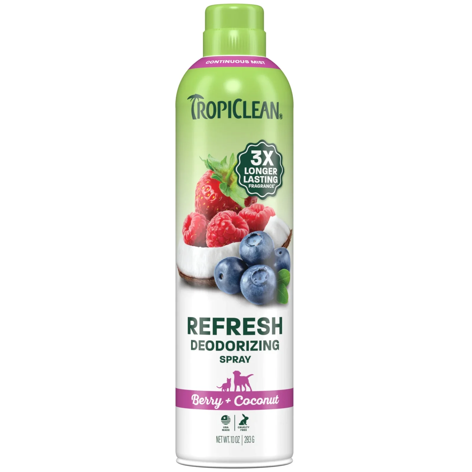 TropiClean Dog Deodorizing Spray, Berry & Coconut, 10oz