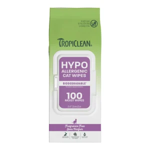 TropiClean Hypoallergenic Cat Wipes, 100 Count