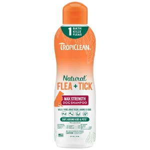TropiClean Natural Flea & Tick Dog Grooming Shampoo Max 20oz