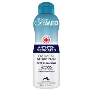 TropiClean OxyMed Anti-Itch Oatmeal Dog Grooming Shampoo 20oz