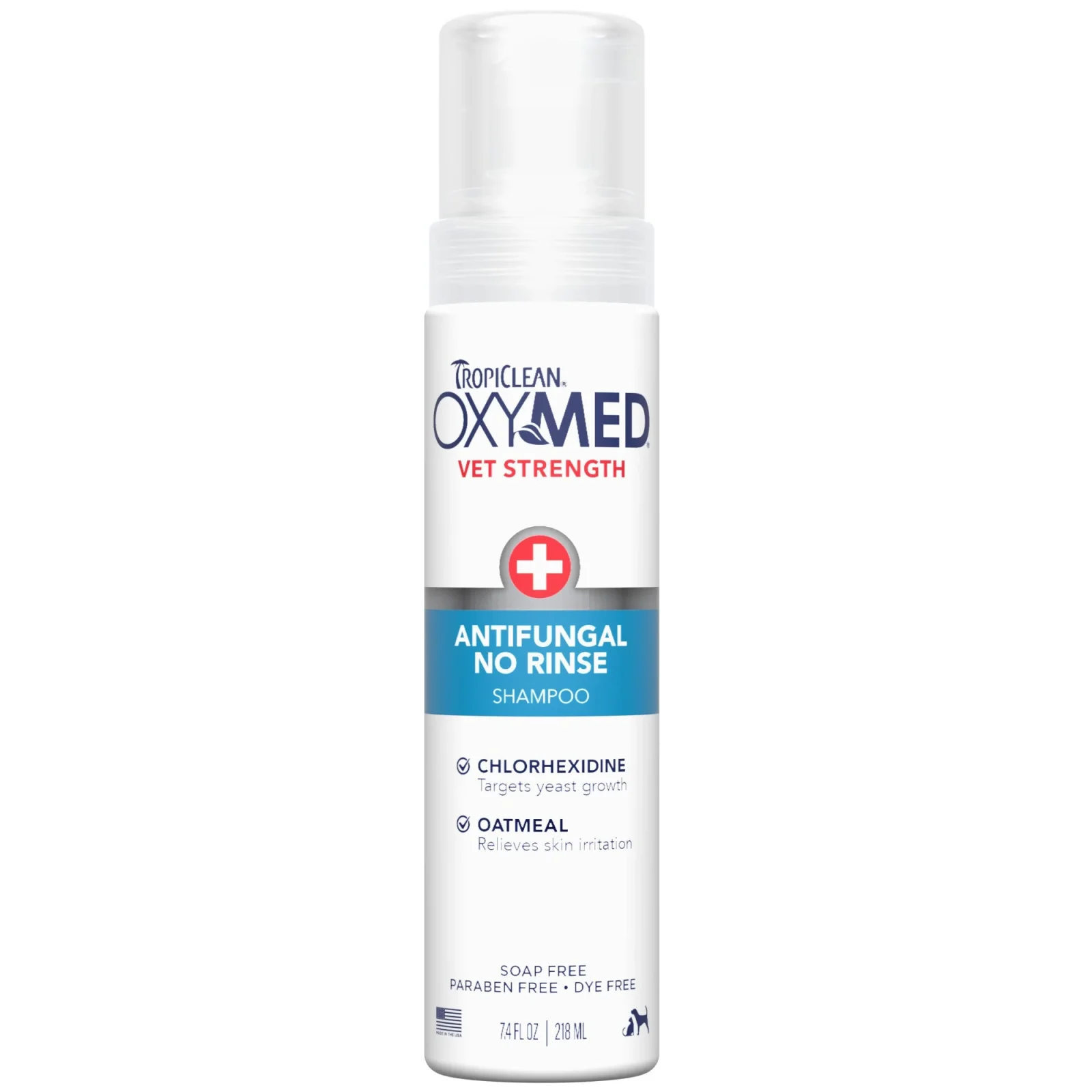 TropiClean OxyMed Antifungal No-Rinse Dog Shampoo, 7.4oz