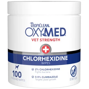 TropiClean Oxymed Chlorhexidine Wipes, Dog & Cat, 100-Count