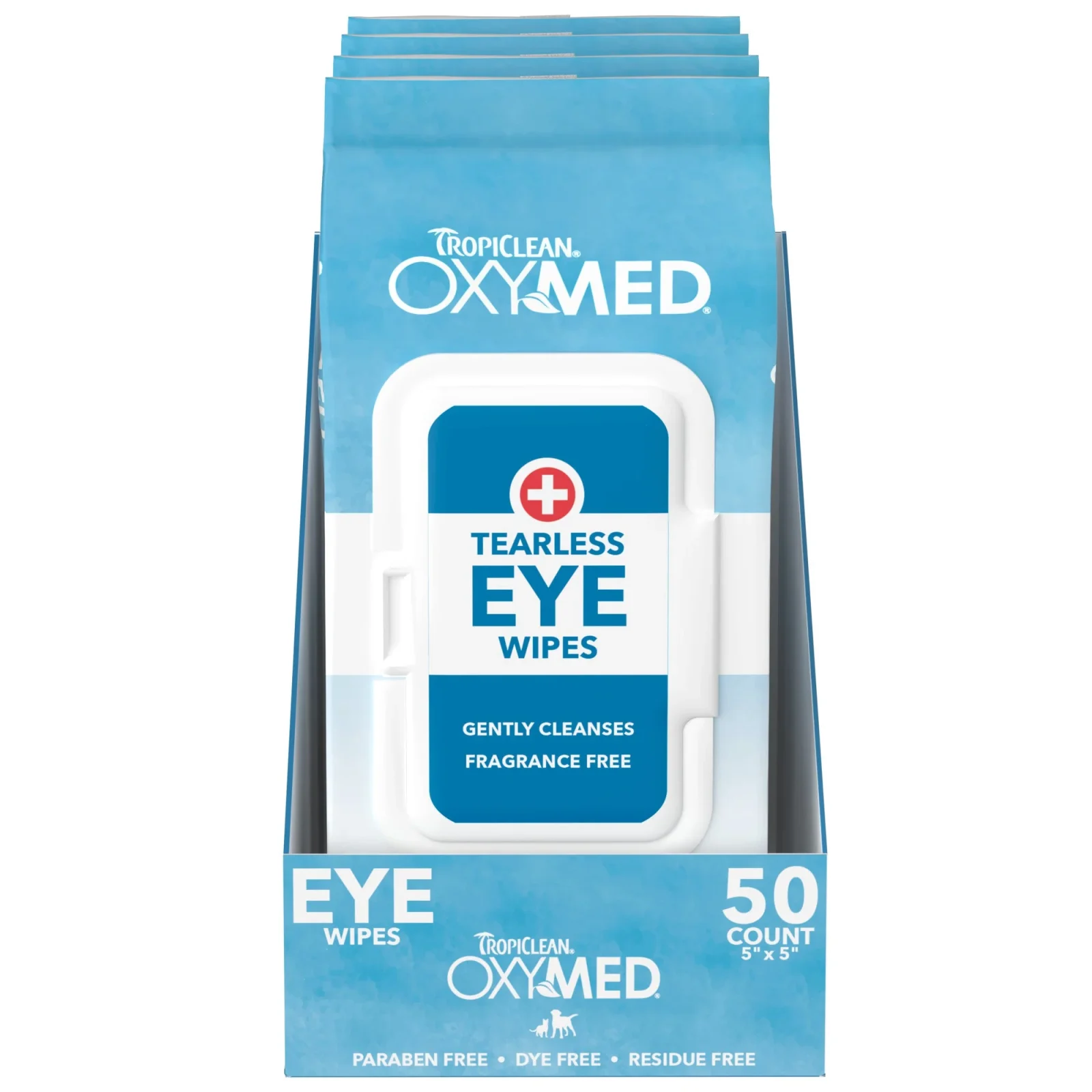 TropiClean OxyMed Tearless Eye Wipes, Dog & Cat, 50 Count