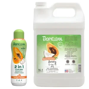 TropiClean Papaya & Coconut 2-in-1 Dog Grooming Shampoo