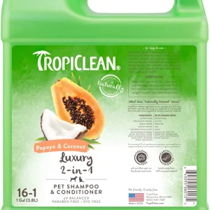 TropiClean Papaya & Coconut Luxury 2-in-1 Shampoo and Conditioner for Pets, 1 Gal