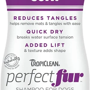 TropiClean PerfectFur Curly & Wavy Coat Pet Shampoo for Dogs, 16 oz