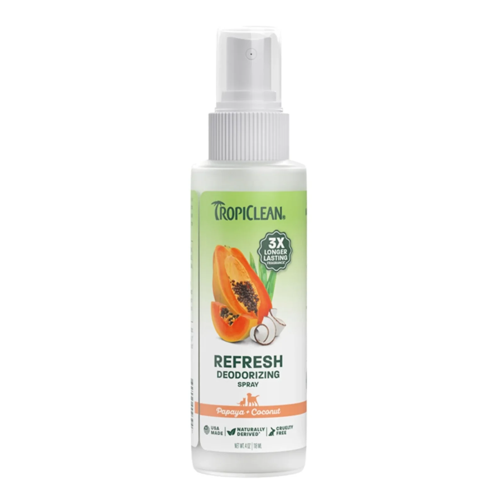 TropiClean Refresh Deodorizing Spray for Pets Papaya and Coconut 4oz