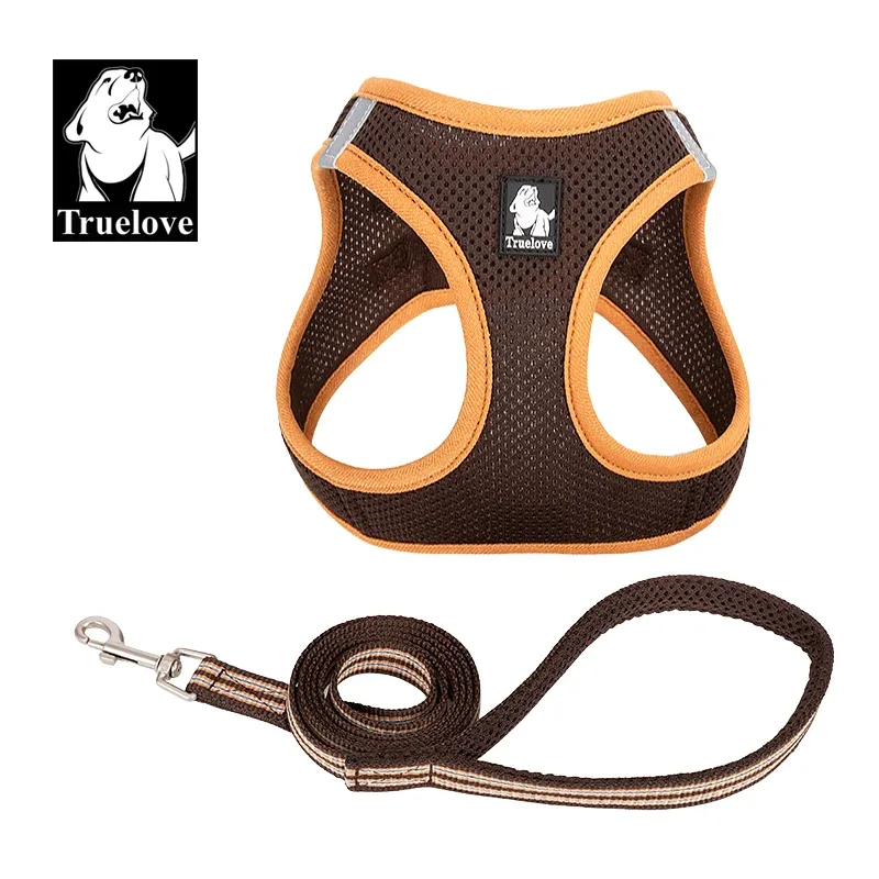 Truelove Mesh Harness & Leash Set for Cats & Small & Medium Dogs (Brown) - Image 2