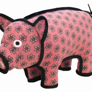 Tuffy Barn Yard Series Dog Toy Pig Pink Flower Print