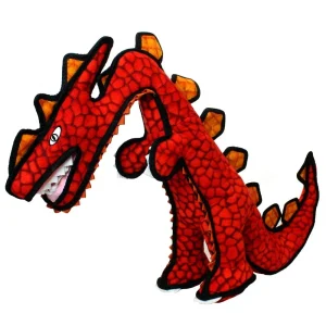 Tuffy Dinosaur Destructosaurus Dog Toy Red