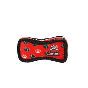 TUFFY® JR Thick Bone Red Paw Dog Toy