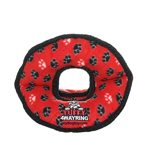 TUFFY® Ultimate 4-Way Ring Red Paw Dog Toy
