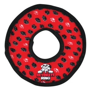 Tuffy Ultimate Ring Durable Dog Toy, Red Paw, 11 in