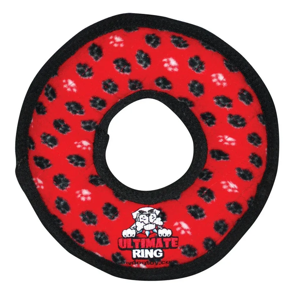 Tuffy Ultimate Ring Durable Dog Toy, Red Paw, 11 in