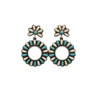 Turquoise and White Earrings