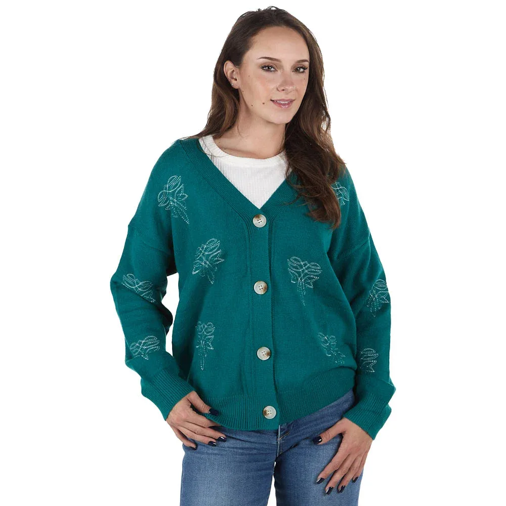 Turquoise Haven Boot Stitch Button Top - Image 2