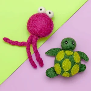 Turtle & Jellyfish Wool Cat Toy Set (2-pack)