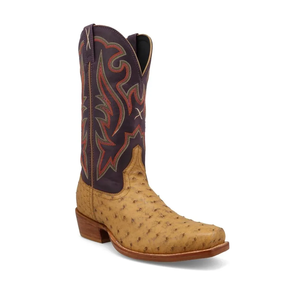 Twisted X Mens Reserve Honeycomb Full Quill Ostrich Vamp 13in Eggplant Top