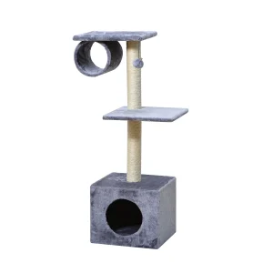Two By Two The Aspen 41-in Plush Cat Tree Playground & Condo, Grey