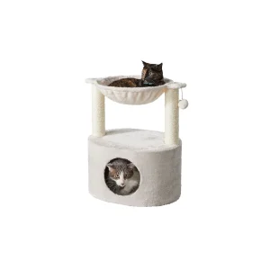 Two By Two The Holly 23-in Plush Cat Tree & Condo, Cream