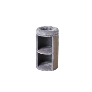 Two By Two The Juniper 25-in Plush Cat Condo & Pillowtop Bed, Grey