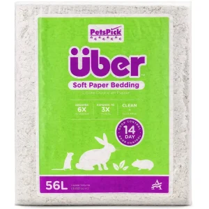 Uber Soft Paper Pet Bedding - White - 56 L