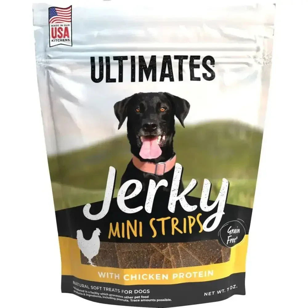 Ultimates Jerky Mini Strips Dog Treats Chicken, 7 oz