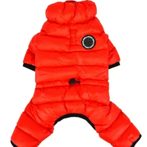 Ultra Light Winter Puffer Jumpsuit in Red